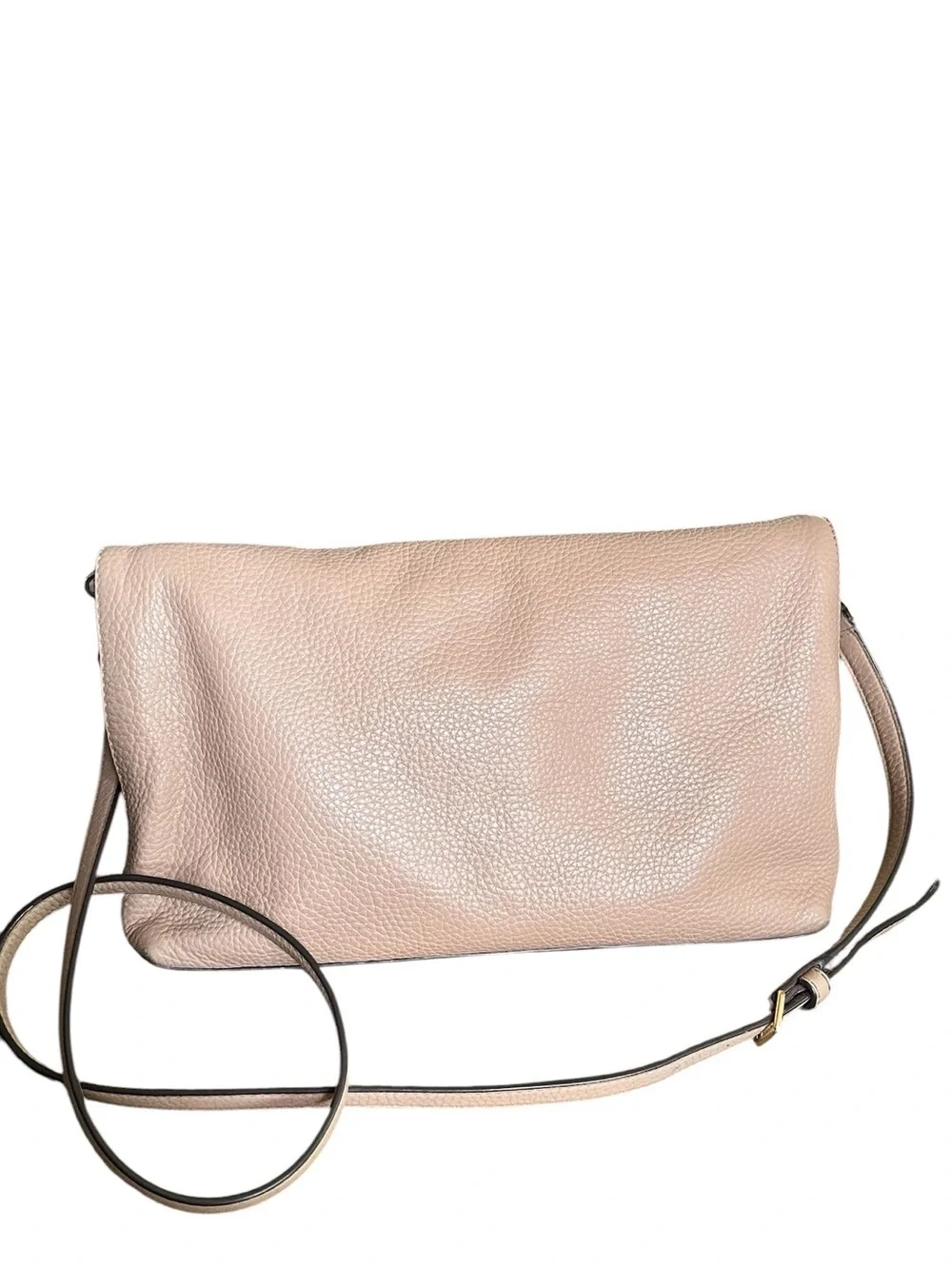Tory Burch Blush Fold-Over Leather Crossbody Satchel Shoulder Bag